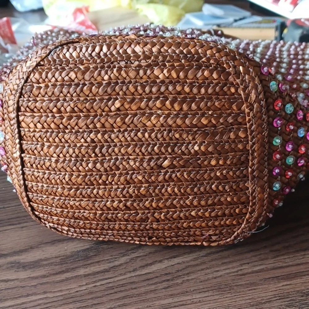 Victoria's Secret, Straw, Bling Bucket Bag, Sexy western, Rocker, sequin, boho